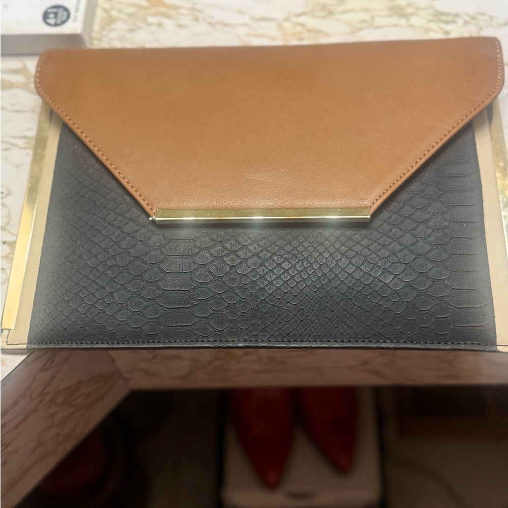 Aldo Black & Brown Chain-Trim Shoulder Bag